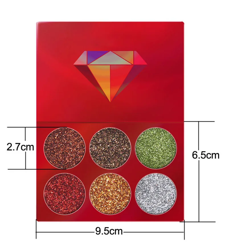 6 Màu Sắc Lấp Lánh Eyeshadow Palette Kim Cương Dạ Quang Mắt Thời Trang Nữ Lâu Sáng Bóng Bột Phấn Mắt Dụng Cụ Trang Điểm
