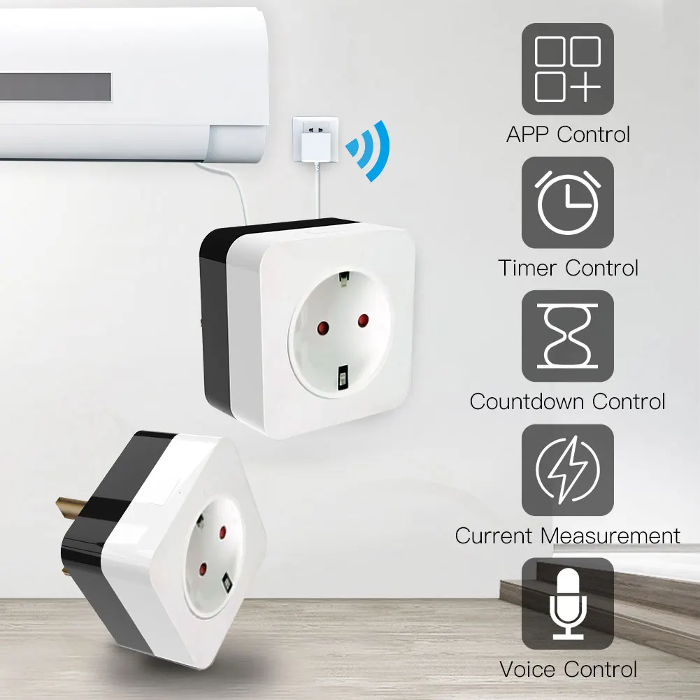 Tuya inteligente 16a ar condicionado plug companheiro ir controle remoto wifi tomada temporizador compatível com alexa google casa