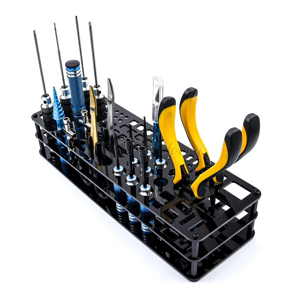 Black Screwdriver Holder Storage Tray Tools Organizers for Hex Cross Screw Driver RC Tools Kit 63 Hole Without Tools