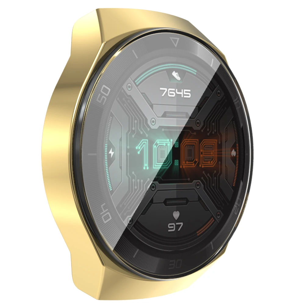 AKBNSTED TPU Plating Silicone Watch Protective Case For Huawei Watch GT 2e Smart Watch Replacement Watch Case Cover For GT 2E