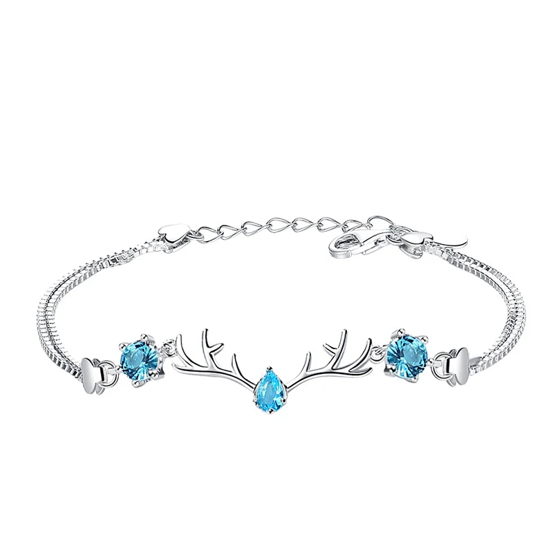 

Fashion Bracelet For Women 100% Genuine 925 Sterling Silver Blue Zircon Bracelet Jewelry Accessories Anniversary Gift For Party