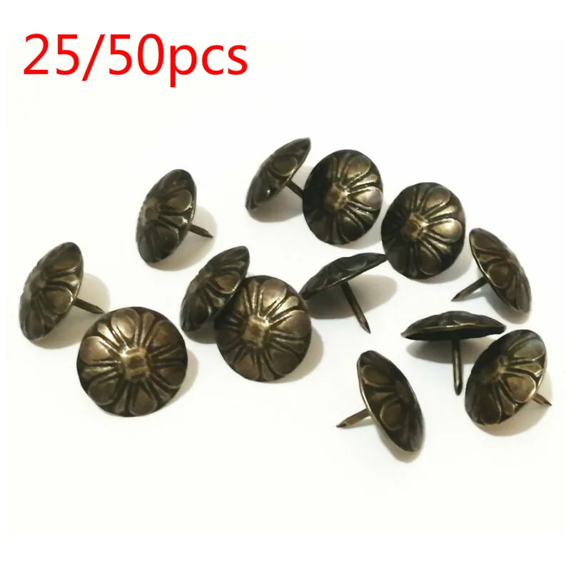 25/50pcs bronzo antico divano armadio crisantemi bolla chiodo metallo testa rotonda borsa flessibile chiodo Doornail Hardware Decor