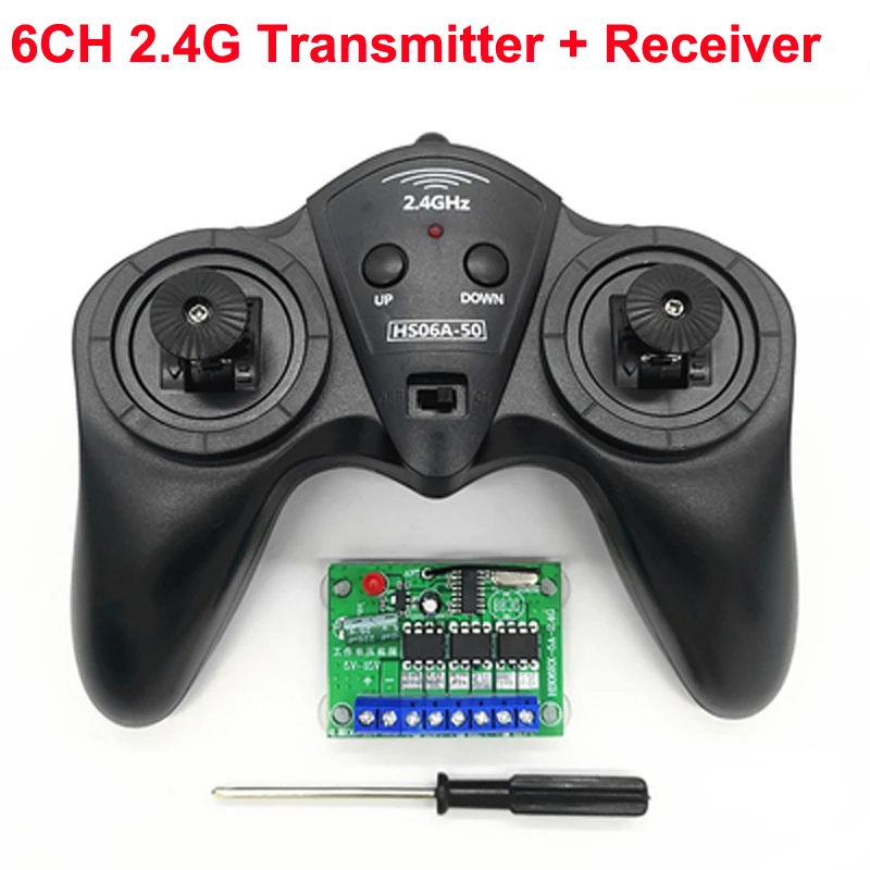 

6CH 2.4G Remote Controller Large Power Transmitter Receiver Radio System Kits for DIY RC Toy Boat Cars 50M Wireless Controlling