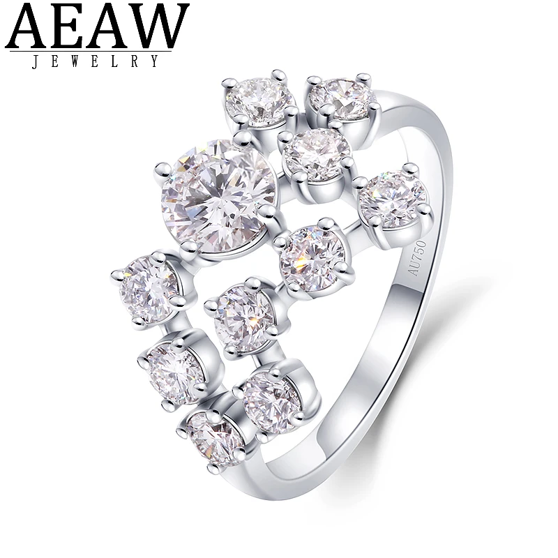 

1.5ctw 5mm Round Excellent DEF Color CVD HPHT Lab Grown Diamond Engagement Ring Solid Real 18k White Gold For Women