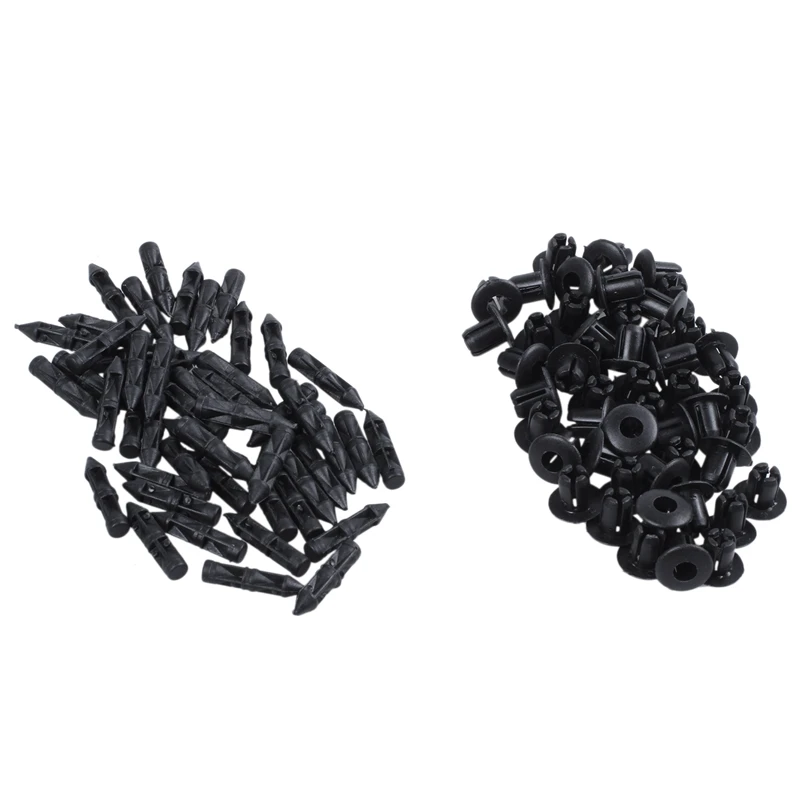 50x Plastic Rivet Bike Fairing Trim Panel Fastener Clips 6mm For Honda Yamaha Black