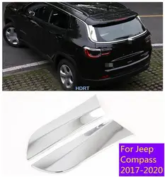 For Jeep Compass 2017 2018 2019 2020 Car ABS Chrome Trim Rear Window Sequin Glass Spoiler Side Triangle Molding Part 2pcs