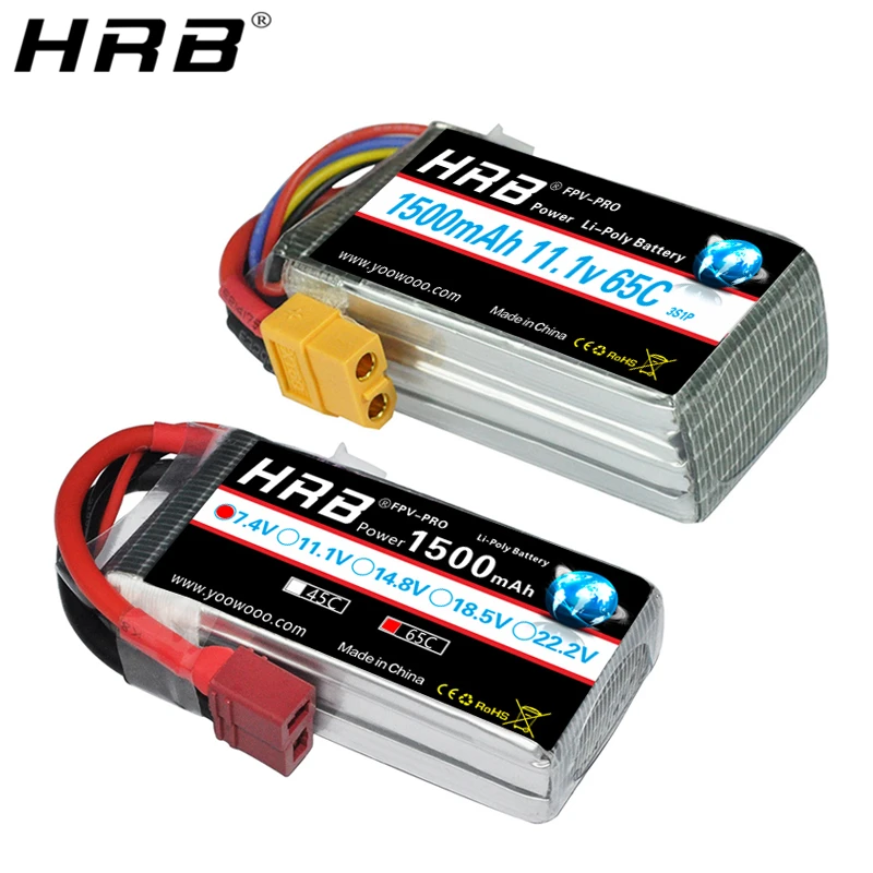 HRB 7.4V 1500mah 11.1V Lipo Battery 65C 2S 3S T XT60 Deans RC Parts 14.8V 18.5V 22.2V 4S 5S 6S For FPV Drone Racing Airplane Car