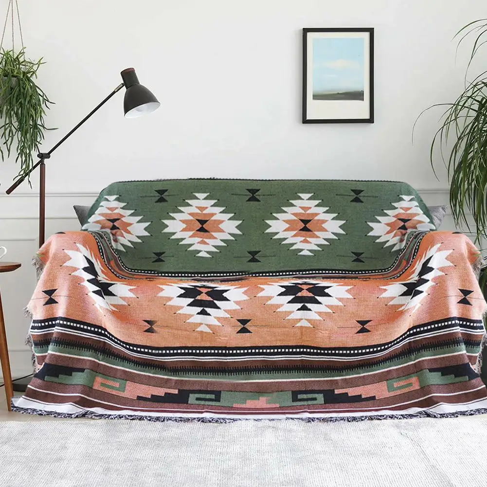 

Nordic Style Boho Throw Blanket Knitted Tassel Sofa Bed Chair Blanket Geometric Pattern Couch Cover Colorful For Home Decoration