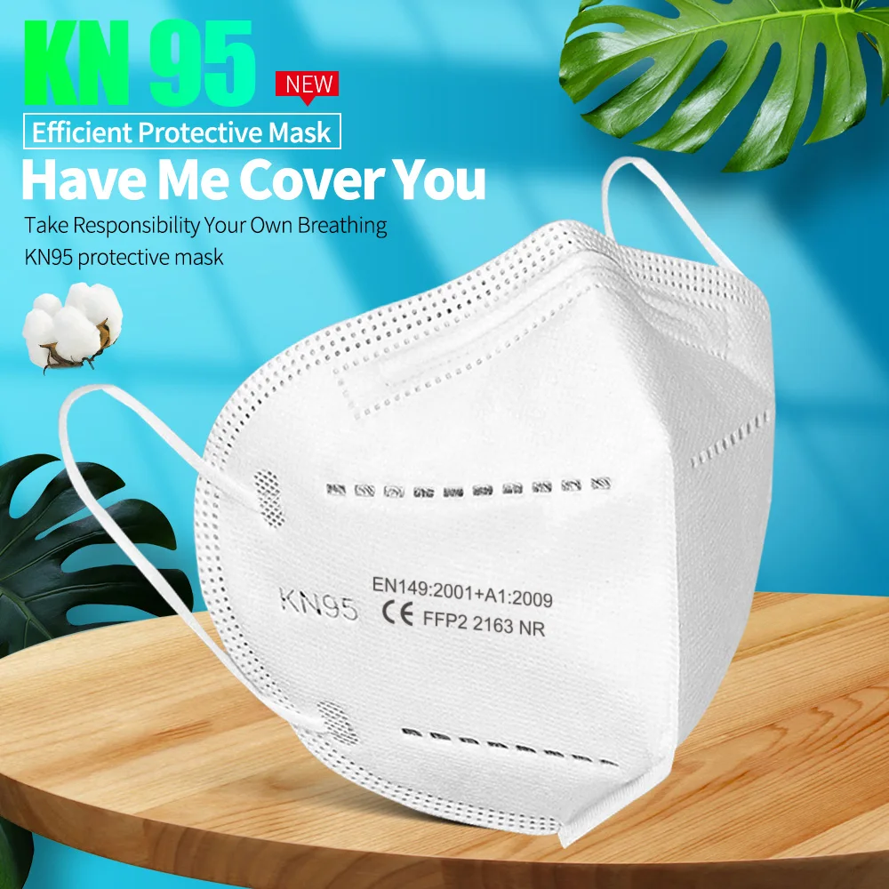 

100pcs White ffp2 Reutilizable KN95 masks kn95 Dust masks n95 5-Layer Protective 95% Non-woven Filteration Adult masque visages