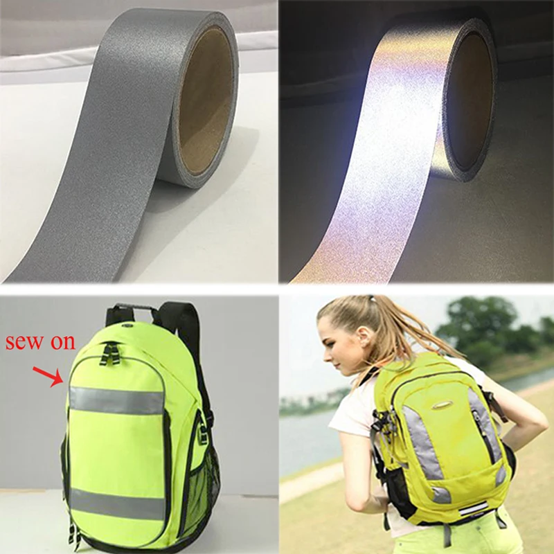 High Visibility Silver Reflective Strip DIY Sewing Fabric For Garment Vest Bag ,Reflection Warning Safety Tape