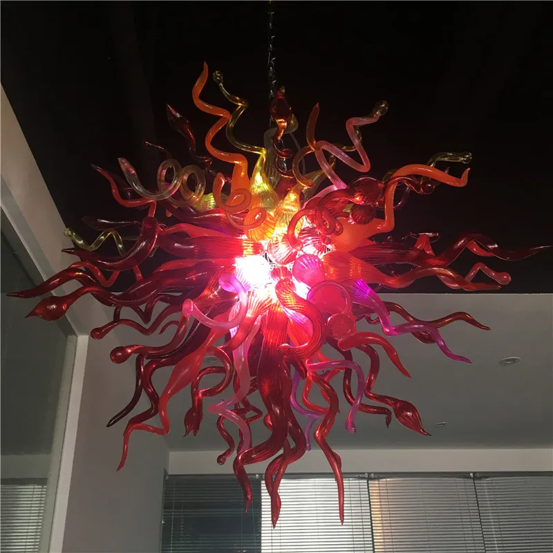 

Christmas Series-Maple Leaf Flower Art Glass Chandeliers LED Hanging Lights for Home Decor