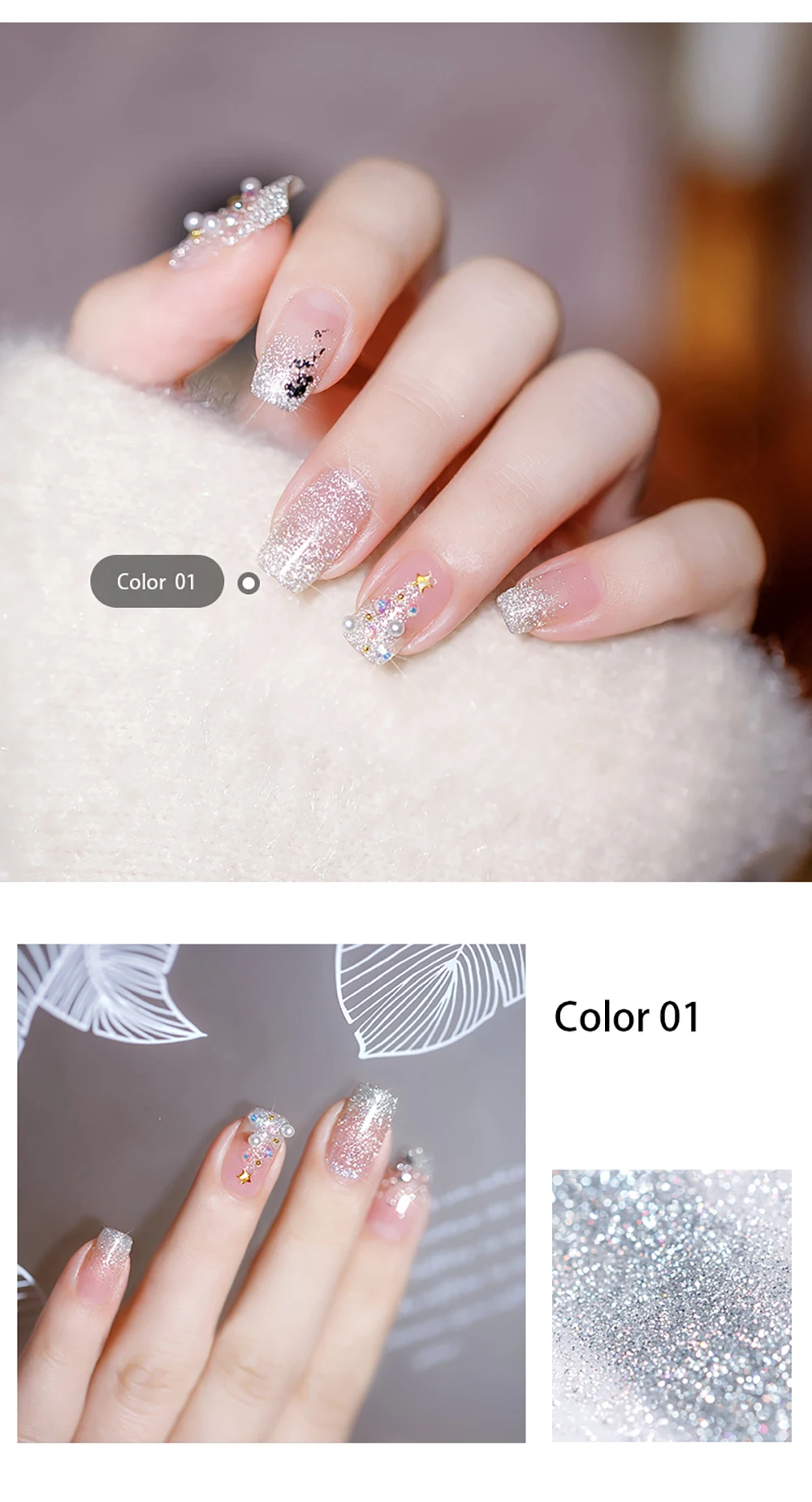 Vendeeni 15 Farben Glitzer-Broken-Diamond-Gel-Nagellack Glänzender Laser UV LED Soak-Off Gel-Lack Funkelnder Nagelkunst-Gel-Lack – Detail 9