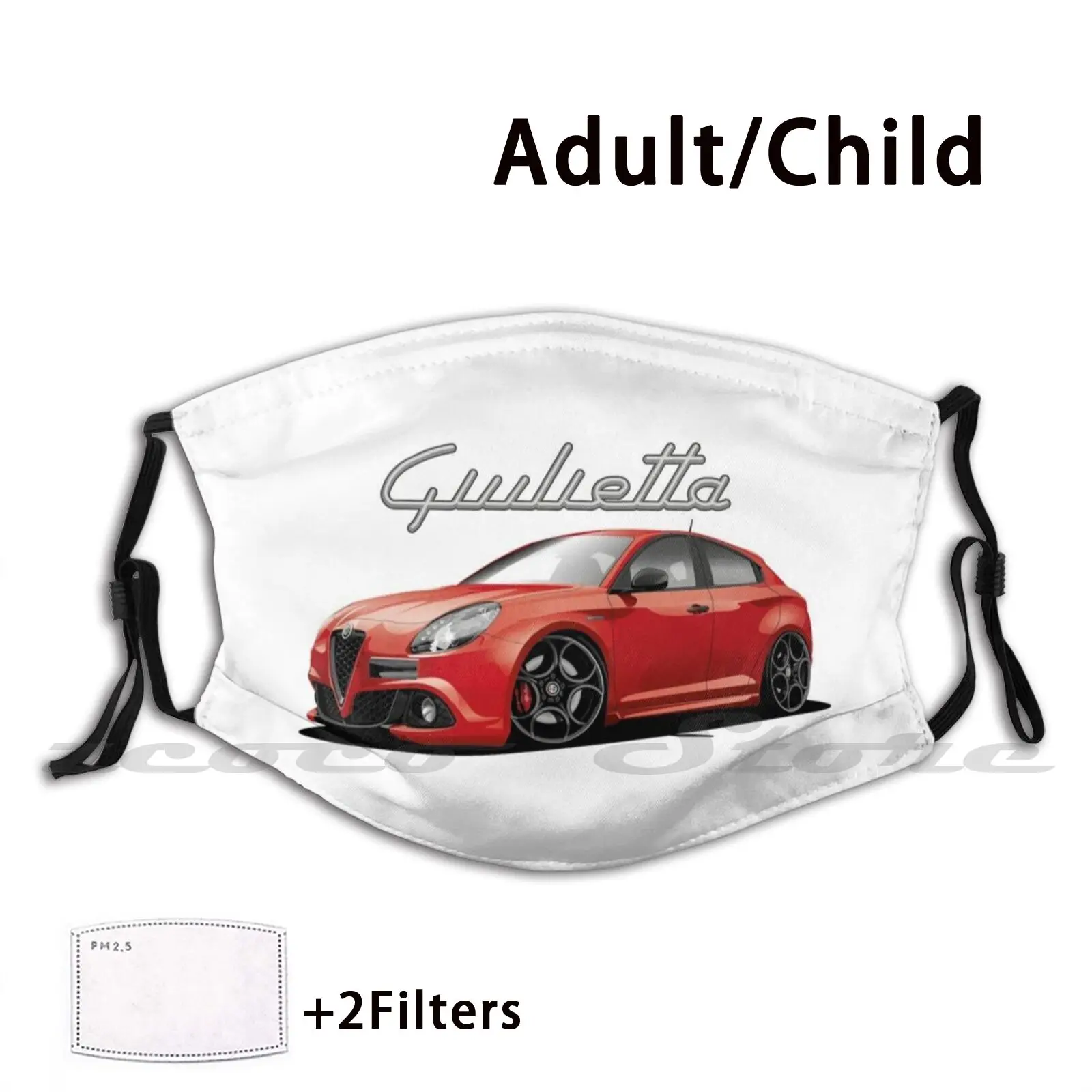 Cartoon (940) rosso lavabile trend personalizzato Pm2.5 filtro maschera Alfa 940 Auto italiane etton Sport Luxury Stance Auto