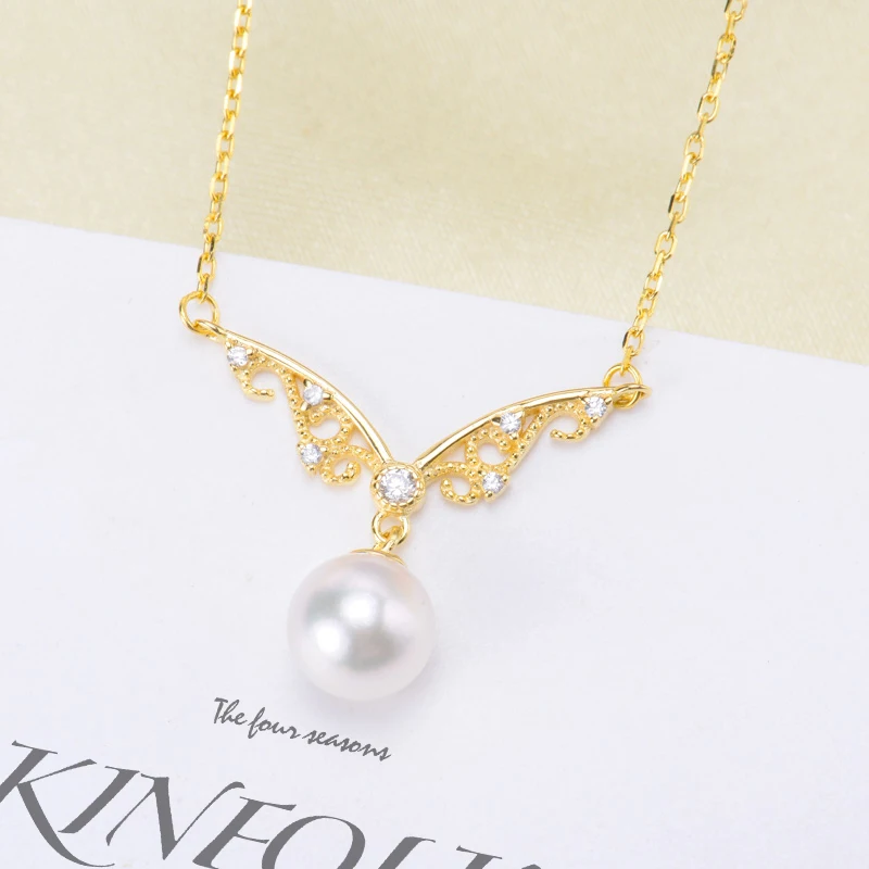 3Pcs/Lot Elegant Lace Design Pearl Pendant Chain Base S925 Sterling Silver Plated Rhodium Women Handmade Chain Fittings