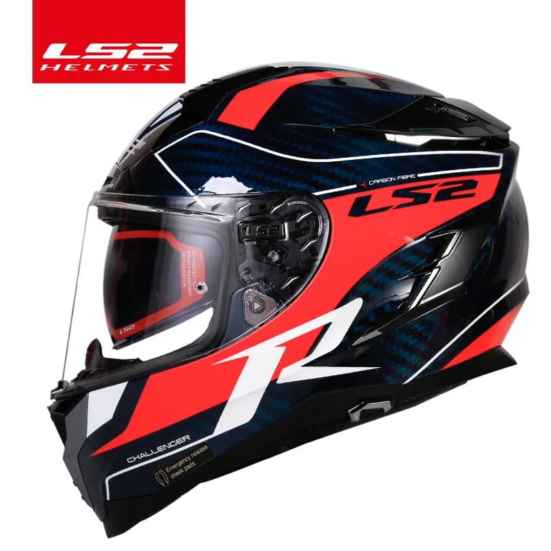 

Original LS2 Challenger full face motorcycle helmet ls2 FF327 carbon fiber helmets inner sun lens Racing casco moto capacete