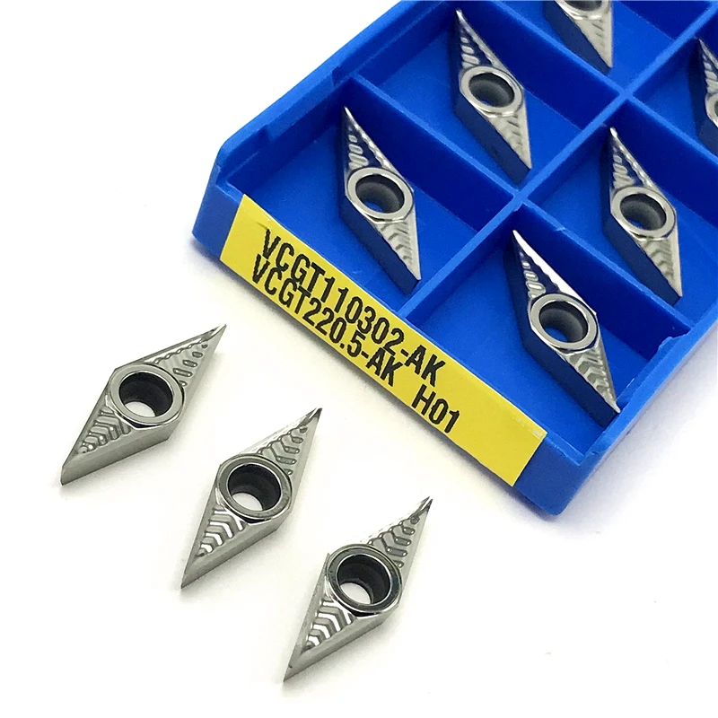 VCGT110302 AK H01 inserto in alluminio utensile per tornio inserto per tornitura utensile per tornitura interna CNC VCGT 110302 per supporto