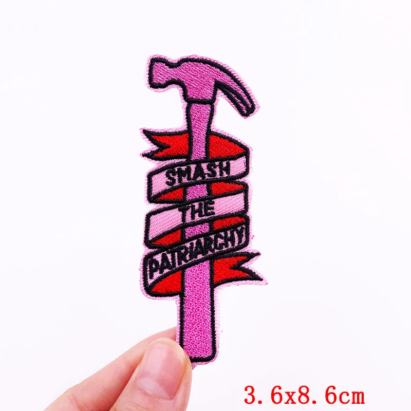 Smash the patriarchy Embroidered Patches On Clothes Applique Cartoon Feminist Patch Iron On Patches For Clothing Letter Badges