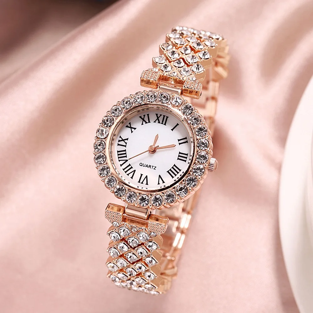 Luxury Rhinestone Watch Women Watch Fashion Watch And Bracelet Set Ladies Female Clock Montre Femme Relogio Zegarek Damski