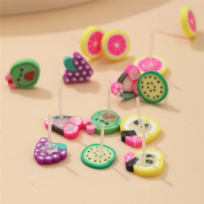 36 Pairs/Set Mix Style Small Stud Earrings Set For Girls Women Cute Heart Child Fruit Flower Clay Earring Fashion Jewelry Gift