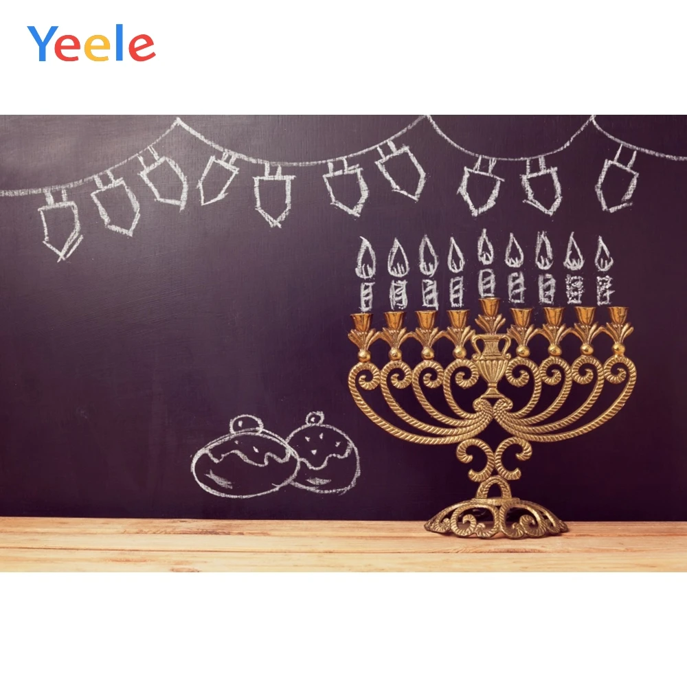 Jewish New Year Rosh Hashanah Happy Hanukkah Backdrop Candle Lampstand Vinyl Photography Backdrops Photographic Background Props