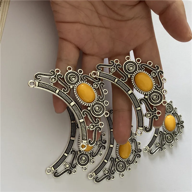 (5piece)Women Bohemia Style Necklace Pendant Alloy Bracelet Charms Connector 64*49*mm Design Jewelry Accessories Crafts 52259