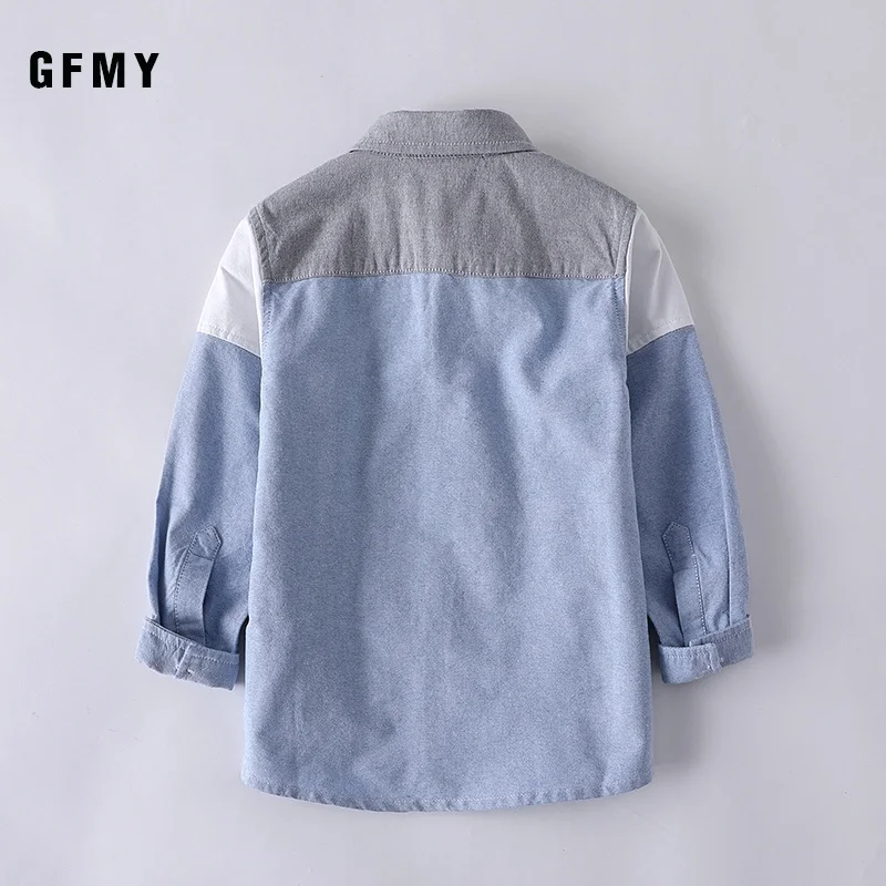 GFMY 2023 Spring 100% Oxford Textile Cotton Full Sleeve Embroidery Pattern Boys Shirt 3T-12T Splice Kid Casual Clothes 9012