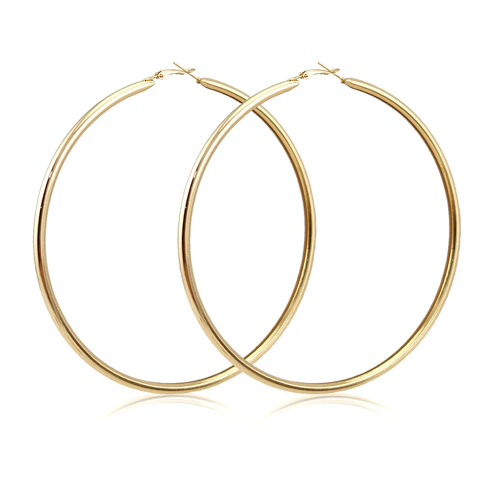 BLIJERY Exaggerated Oversize Metal Hoop Earrings Gold Color Smooth Big Circle Earrings for Women Punk Jewelry Boucles d\'oreilles