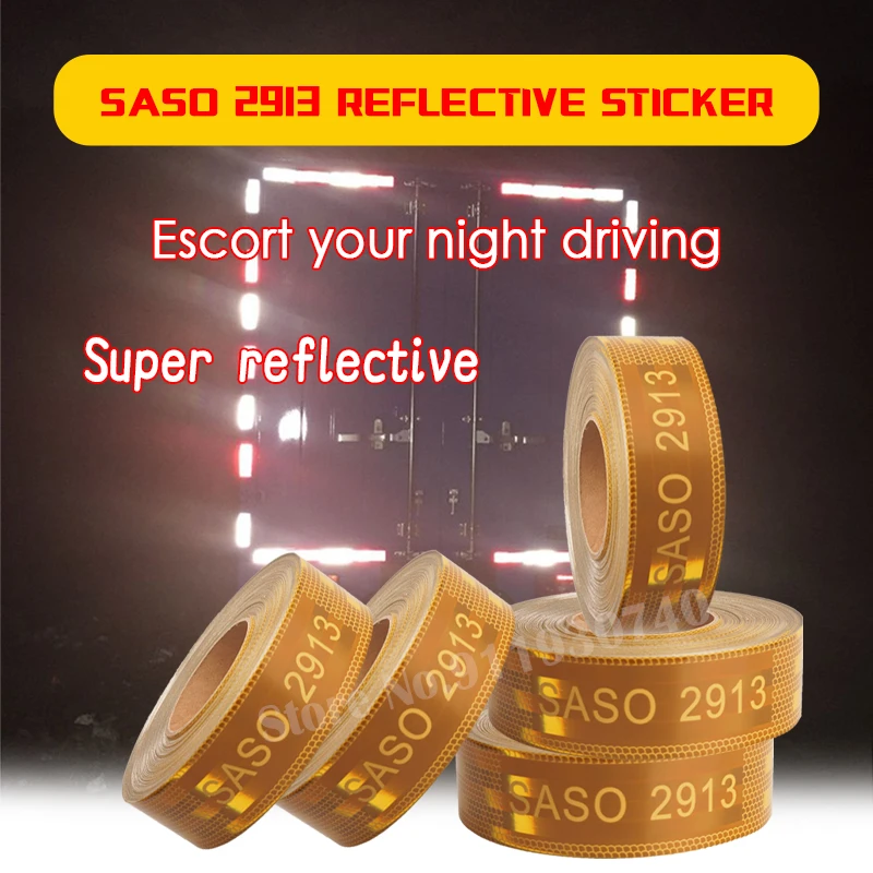 For MiddleEast SASO 2913 Reflective Tape 45.7M For Truck Plating Aluminium Adhesive Sticker Conspicuity Reflector Vehicle Tape