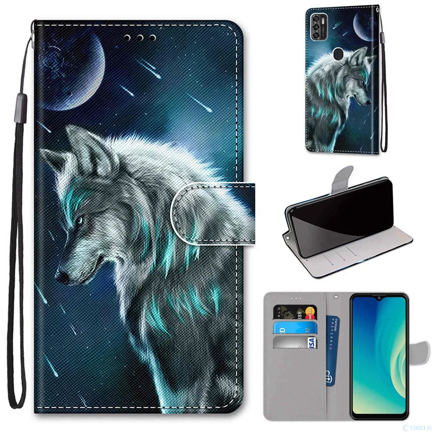 Flip Leather Phone Case For ZTE Blade A31 A51 A71 A7S 2020 Fundas Wallet Card Holder Stand Book Cover Cat Dog Painted Coque Capa