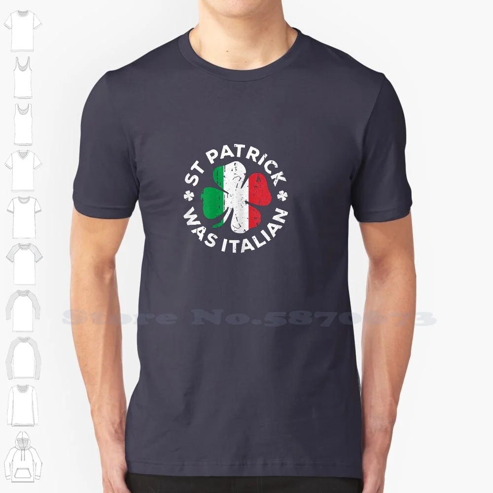 Was Italian Shamrock Italy Flag 100% Cotton T-Shirt Was Italian Shamrock Italy Day Cheer Saint Patrick Day For Patrick Day