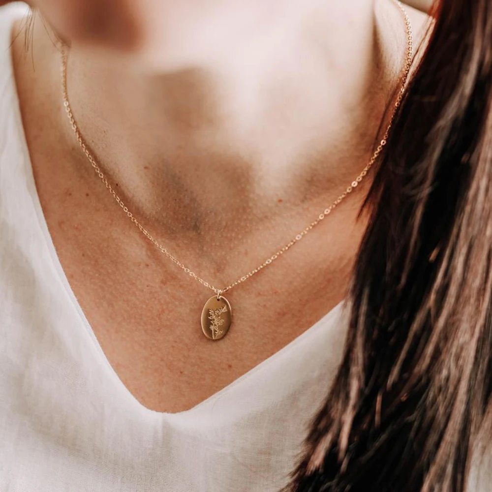 Kalung Bunga Kelahiran Bulan Kelahiran Kalung Bunga Kalung Bunga Liontin Bunga Dicap Kalung Bunga Hadiah Natal untuk Dia