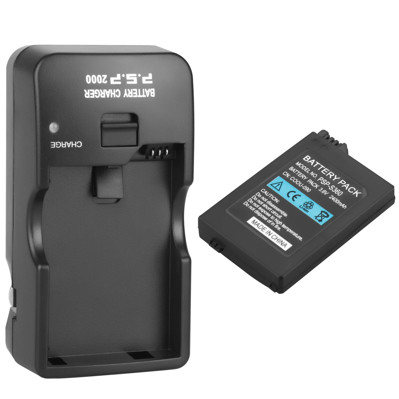 For Sony PSP2000 PSP3000 Battery Li-Ion Lithium Rechargeable Batteryes 3.6V 2400mAh PSP 2000 PSP 3000 with Charger US/EU Plug