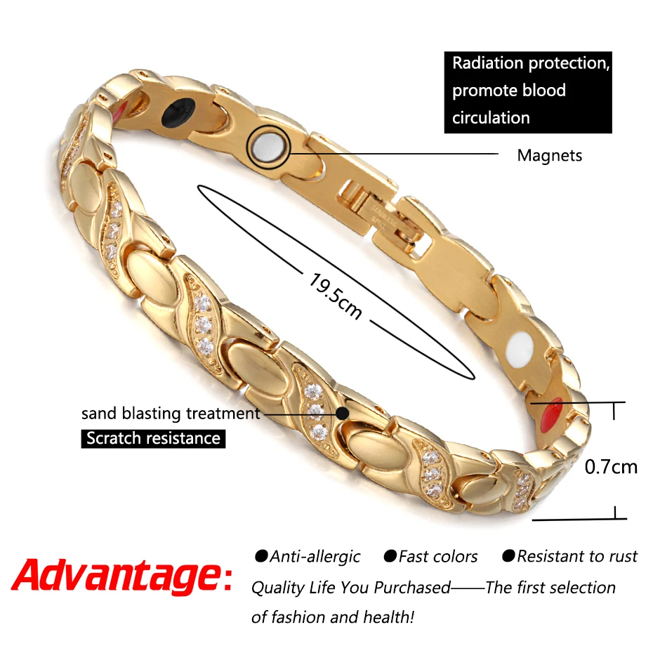 Rainso Fashion Stainless Steel Bracelets For Women Magnetic Therapy Jewelry  With Bio Energy Elements Viking