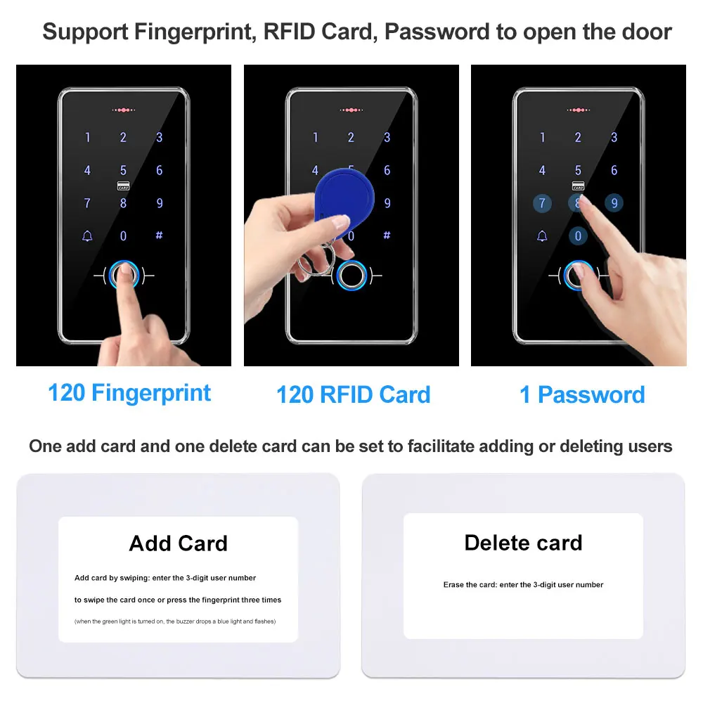 Sistema de Control de Acceso de puerta impermeable IP68, biométrica, RFID, fuente de alimentación Teclado + + 180KG, cerraduras de golpe magnéticas