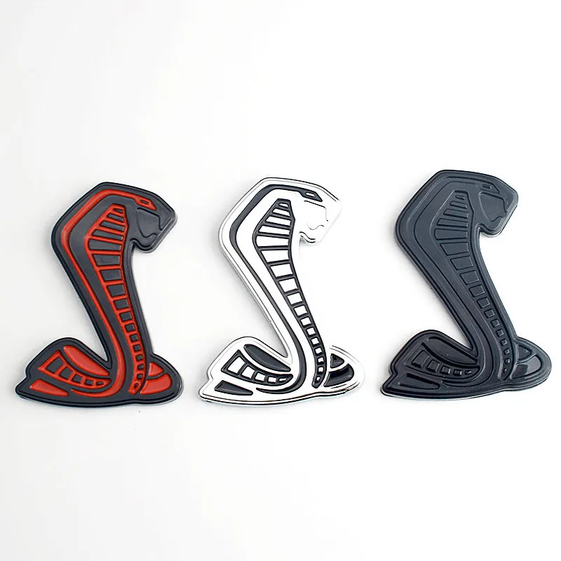 

1 Pcs 3D ABS Snake Cobra Car Emblem Sticker Side Tail Badge Auto Rear Trunk For GT500 Cobra Shelby 11.8*8CM