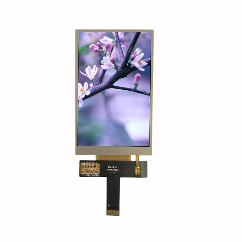 4.3 polegadas, interface mcu/mipi/rgb, alto brilho, ângulo de visão completo ips lcd com toque capacitivo, 480*800, ili9806/ili9806e, mcu/mipi/rgb