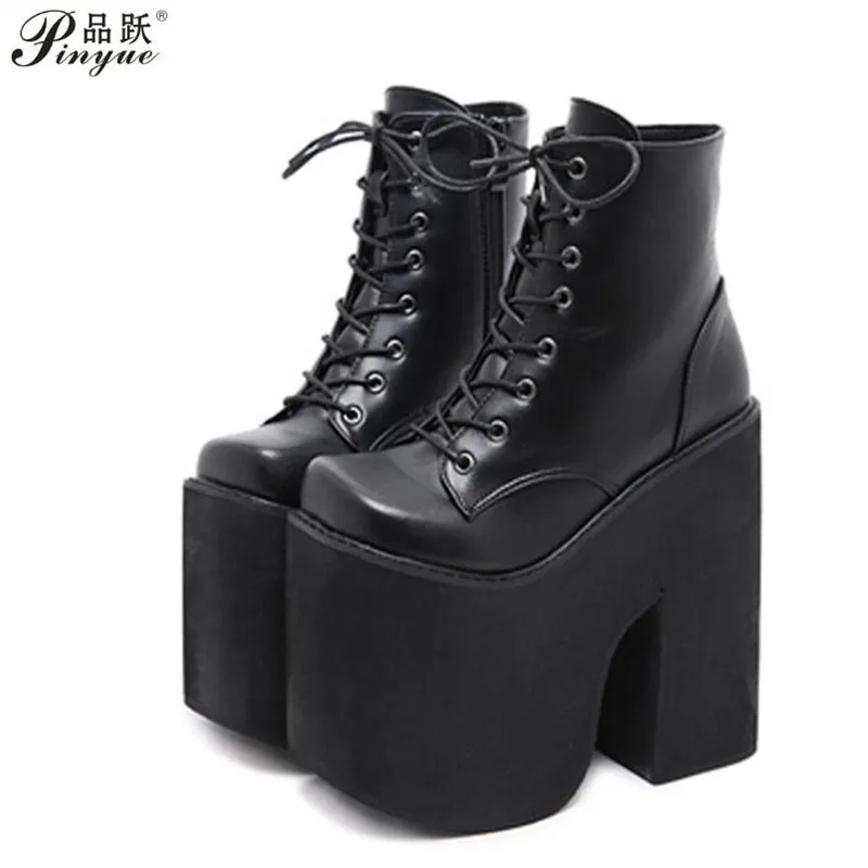 Large size shoes  fashion new hate sky high 17 cm stage DJ performance women same nightclub coarse heel boots 43