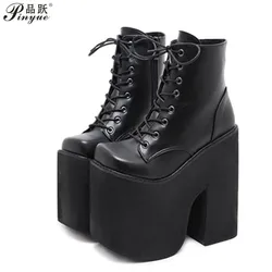 Large size shoes  fashion new hate sky high 17 cm stage DJ performance women same nightclub coarse heel boots 43