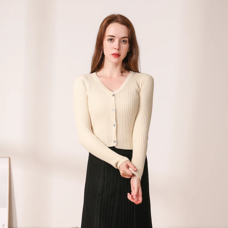 Black Cardigan Female Blouses Crochet Top V-neck Tricot Women\'s Coat Spring 2024 Cropped Clothing Outerwear Korean Fashion Style