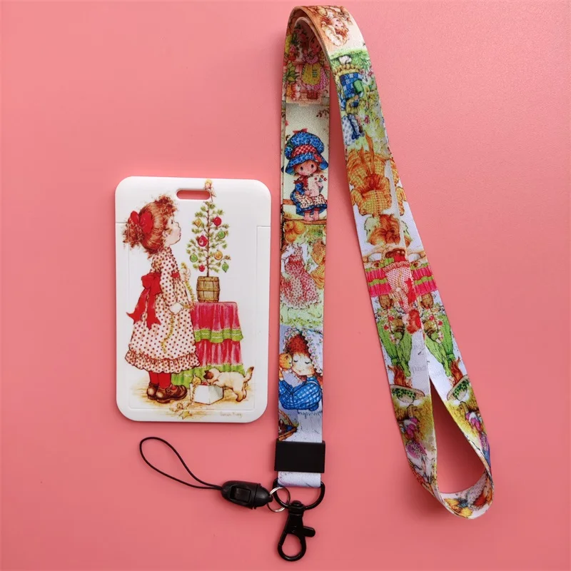 Fresh Office Ladies ID Card Holder Pretty Neck Strap Lanyards Name Badge Holder Card Cover Key Chain for Christmas Gift