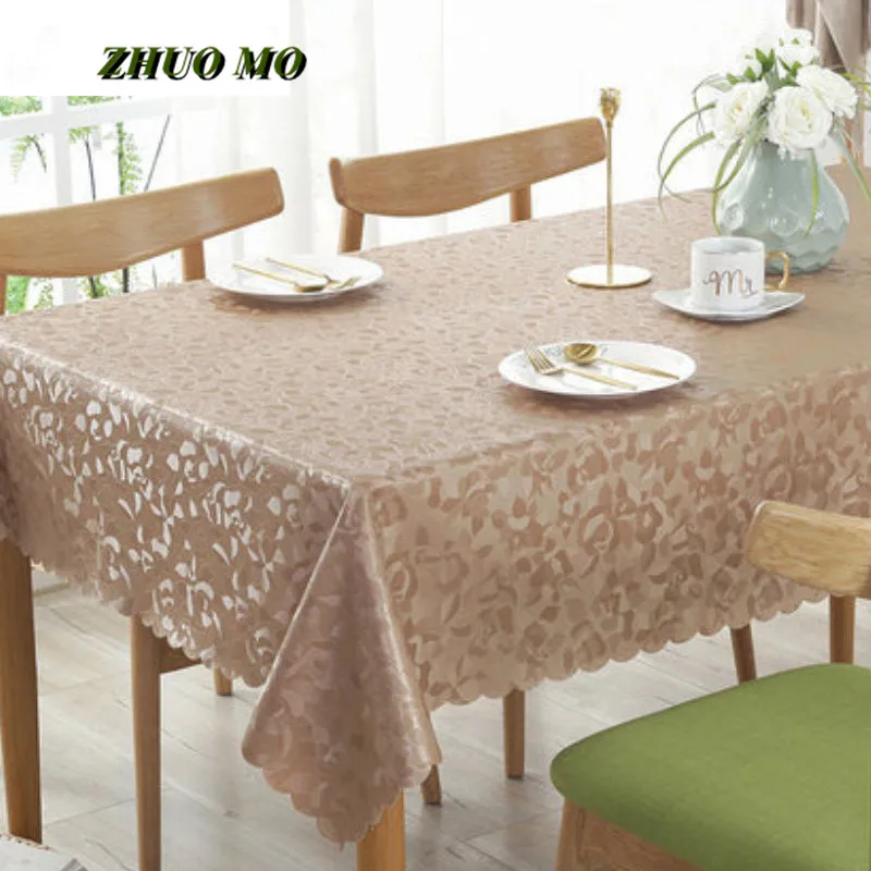 European PU Table Cloth, Anti-Scalding, Oil-proof, No Wash, Kitchen Accessories, Home Decoration, Pink Round Tablecloth