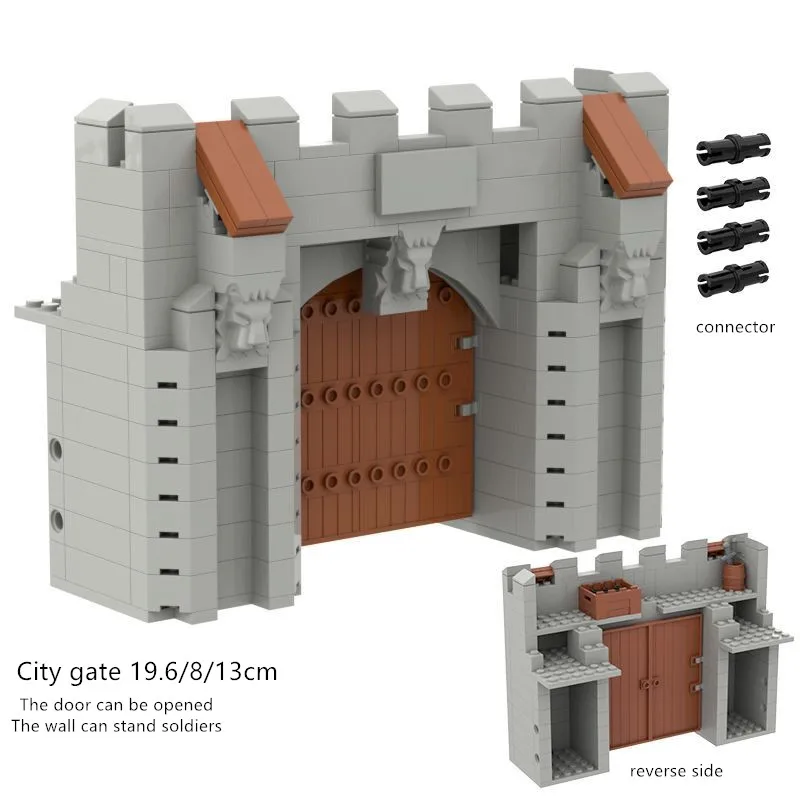 MOC Building Blocks Medieval Accessories Assembling Soldiers Battlefield Scenes of Castle Walls and Gates Toys for Kids