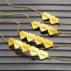 Tangula Custom 2-5 Names Bracelet with Heart Pendant Engraving Name Bracelet Stainless Steel Seng Women Family Couple Best Gift