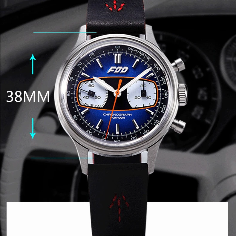 MERKUR Mens Chronograph Watches Military Sport Pilot Watch Hand Wind Mechanical Wristwatch Luminous Waterproof Racing Dial