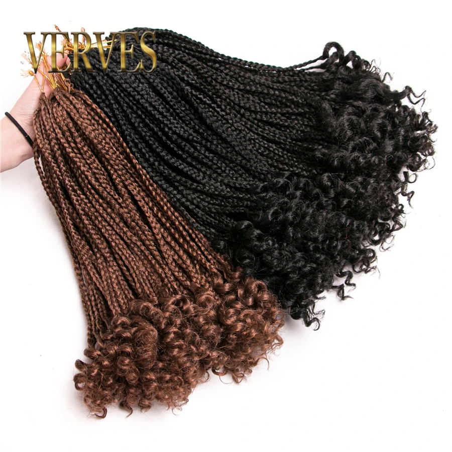VERVES Box Braids Hair Synthetic 14 inch and 18 inch Crochet Hair Extensions 24 Strands/pack Ombre Braiding Hair Braids twist
