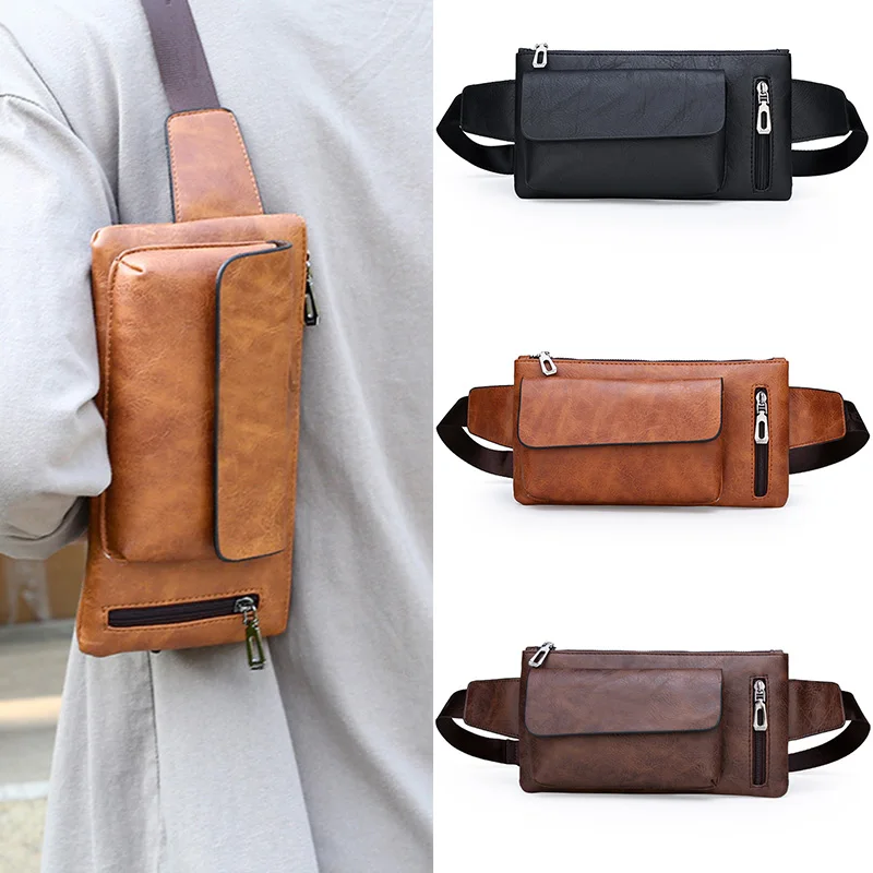 Riñonera de piel sintética para Hombre, bolso informal de cintura, impermeable, a la moda, novedad de 2020