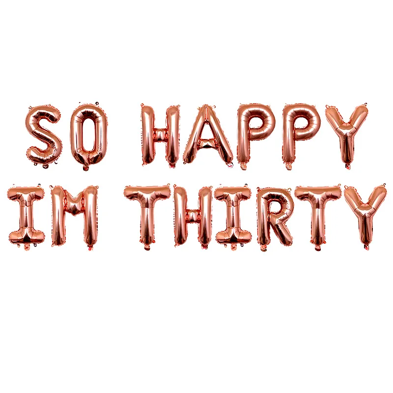 17 قطعة/المجموعة 16 بوصة الذهب الأسود احباط رسالة بالونات 30th حفلة عيد ميلاد زينة سعيدا أنا ثلاثين 32 ''30 عدد كرات لافتات