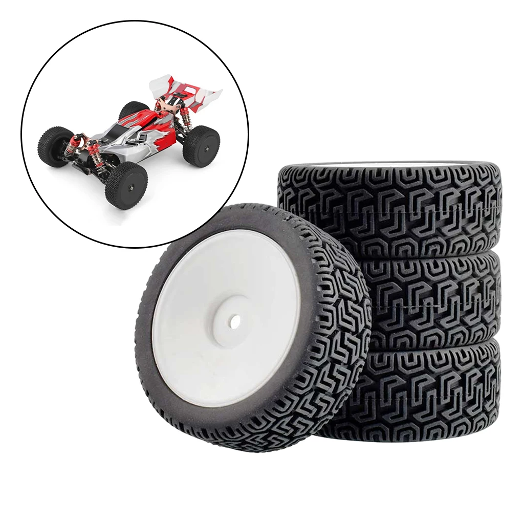 RC Car Rubber Tires & Wheels Rims 12mm Hex Hub for WLtoys 144001 and 1/18 1/16 1/10 Car Tyre(4-Pack)