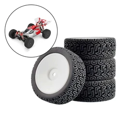 RC Car Rubber Tires & Wheels Rims 12mm Hex Hub for WLtoys 144001 and 1/18 1/16 1/10 Car Tyre(4-Pack)