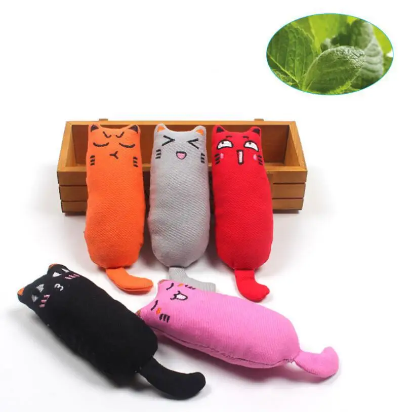 Cat Plush Toy Teeth Grinding Catnip Toys Funny Interactive Pet Kitten Chewing Vocal Toy Claws Thumb Toys Filled cotton Cat mint